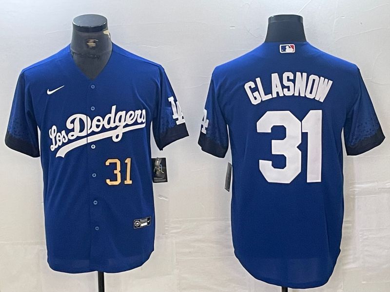 Men Los Angeles Dodgers 31 Glasnow Blue City Edition 2024 Nike Game MLB Jersey style 2